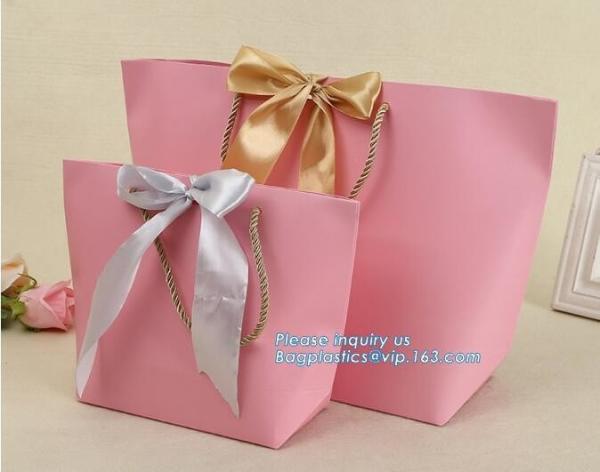 Buy cheap pink small christmas gift packaging paper bags with cotton ribbon twisted handle,Paper material Brown Shopping Bag With from wholesalers