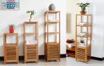 4 Tier Bamboo Bathroom Shelf , Wooden Bath Rack For Exhibition Room / Flower