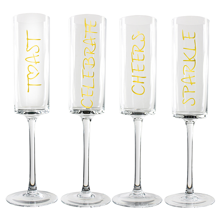 Customized Transparent Crystal Glass Gift Gold Decal Champagne Glass OEM Production