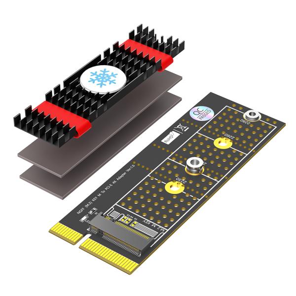NGFF(M.2) Nvme M Key SSD To PCI- E 1X Adapter With Heatsink vertical Installation
