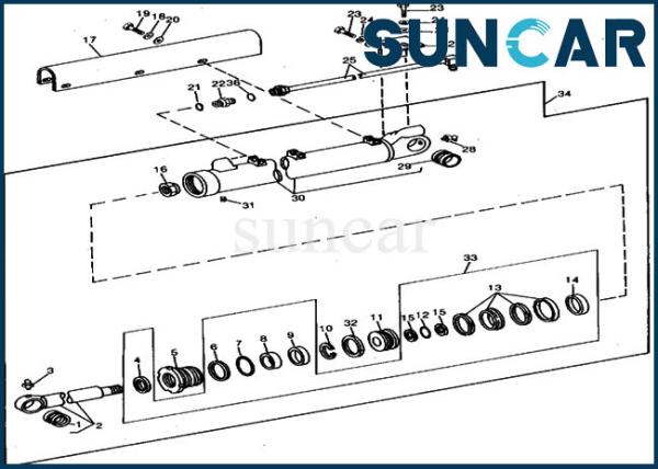 JOHN DEERE RE15906 Replacement Bucket Cylinder Repair Seal Kit Fits 690 690B