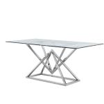 66kg 8 Seater Glass Dining Table With Steel Legs Rectangular Shape