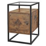 Glass Top Nightstands with Cabinet for Sale, Industrial Side Table for Bedroom,