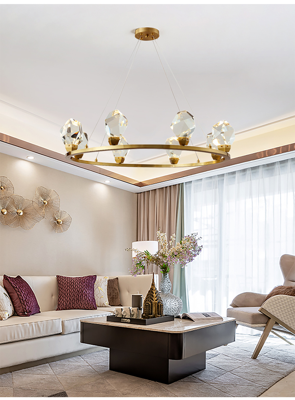 Modern Circle Rectangle Chandelier Lighting Living Dining Room Diamond Crystal Hanging Lamp(WH-CY-185)
