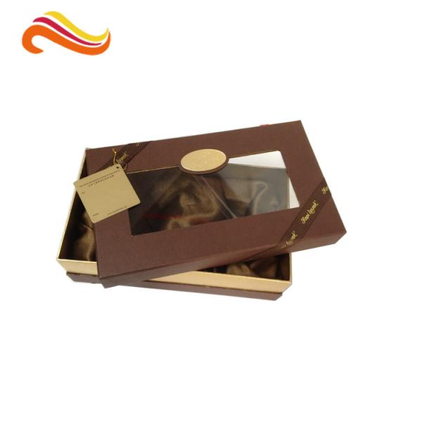 Luxury Chocolate Color Packaging Gift Boxes , Top and Base Box With Window