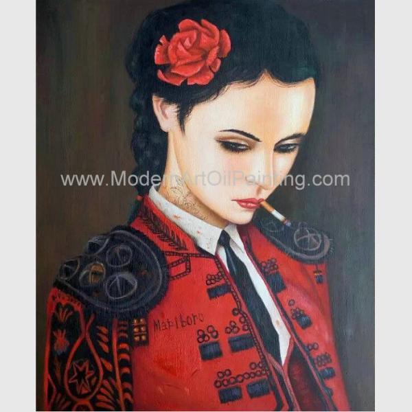 Buy cheap Human Figure Painting Oil Painting Canvas / Smoking Woman In Red Painting from wholesalers