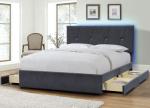 Upholstery Wooden Four Drawer Storage Bed Queen Size With LED Headboard