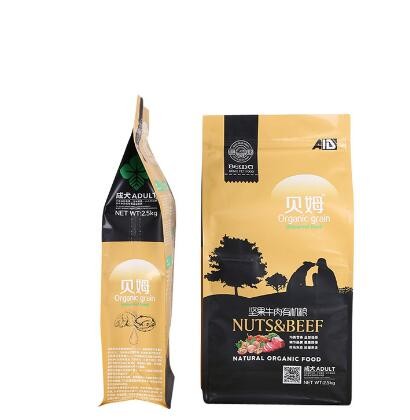 Custom Printing Food Grade k Dog Food Package Flat Bottom Bags For Pet Food