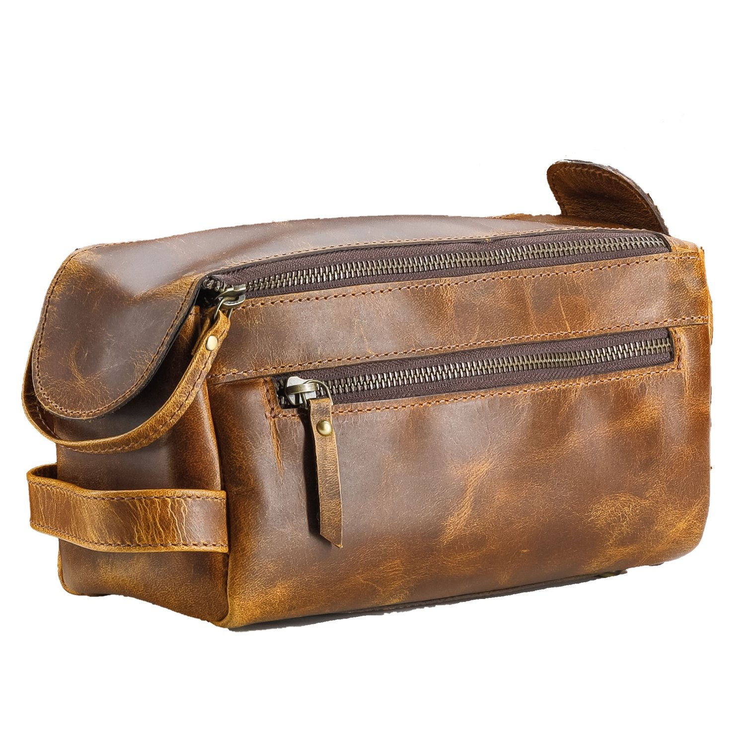 New Handmade Leather Dopp Kit Bag Man Cosmetic Bag Genuine Leather Toiletry Kit Custom Gift Leather Toiletry Bag