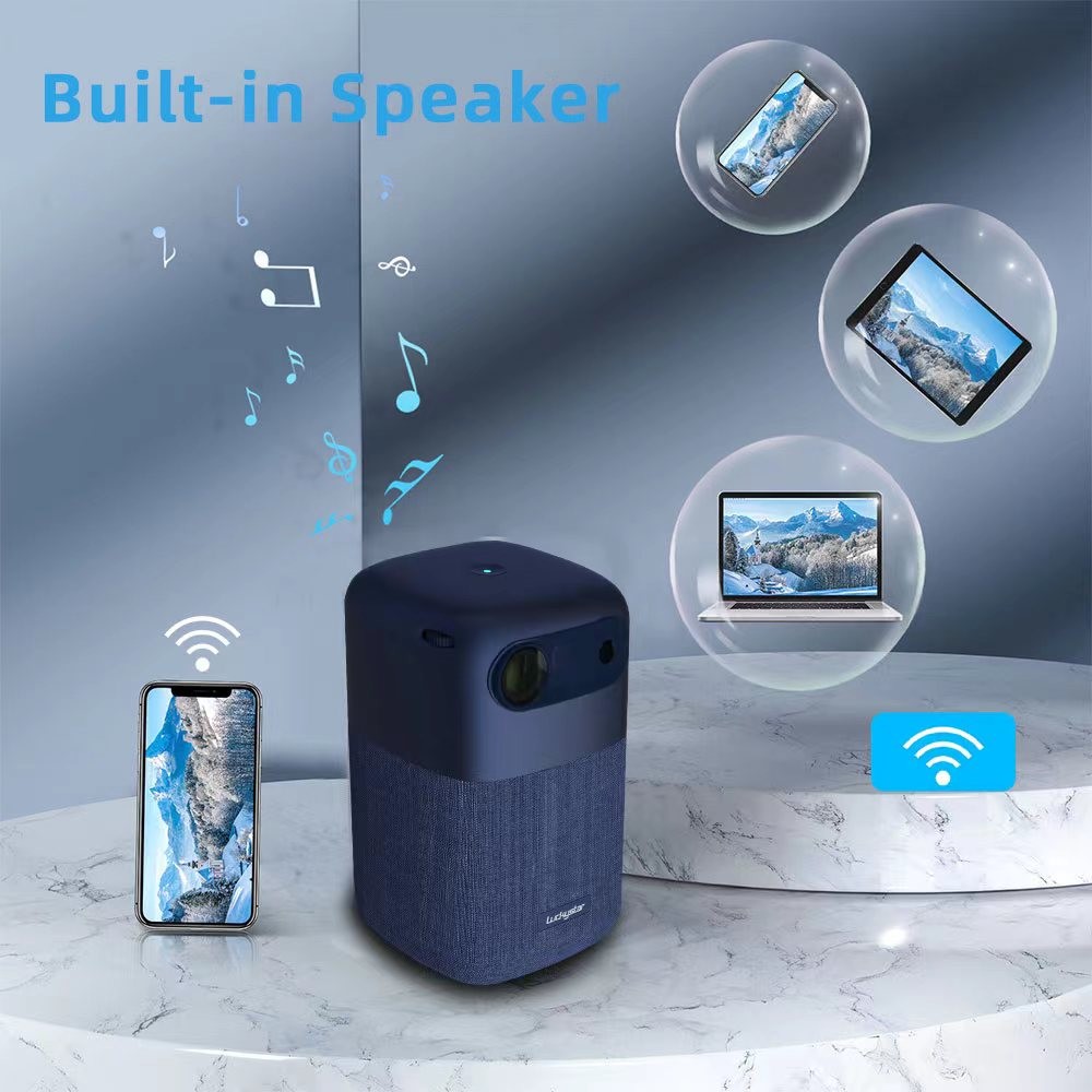 Android9.0 Home DLP Projector 100 ANSI Lumens Projector Build In 10000mAh Battery