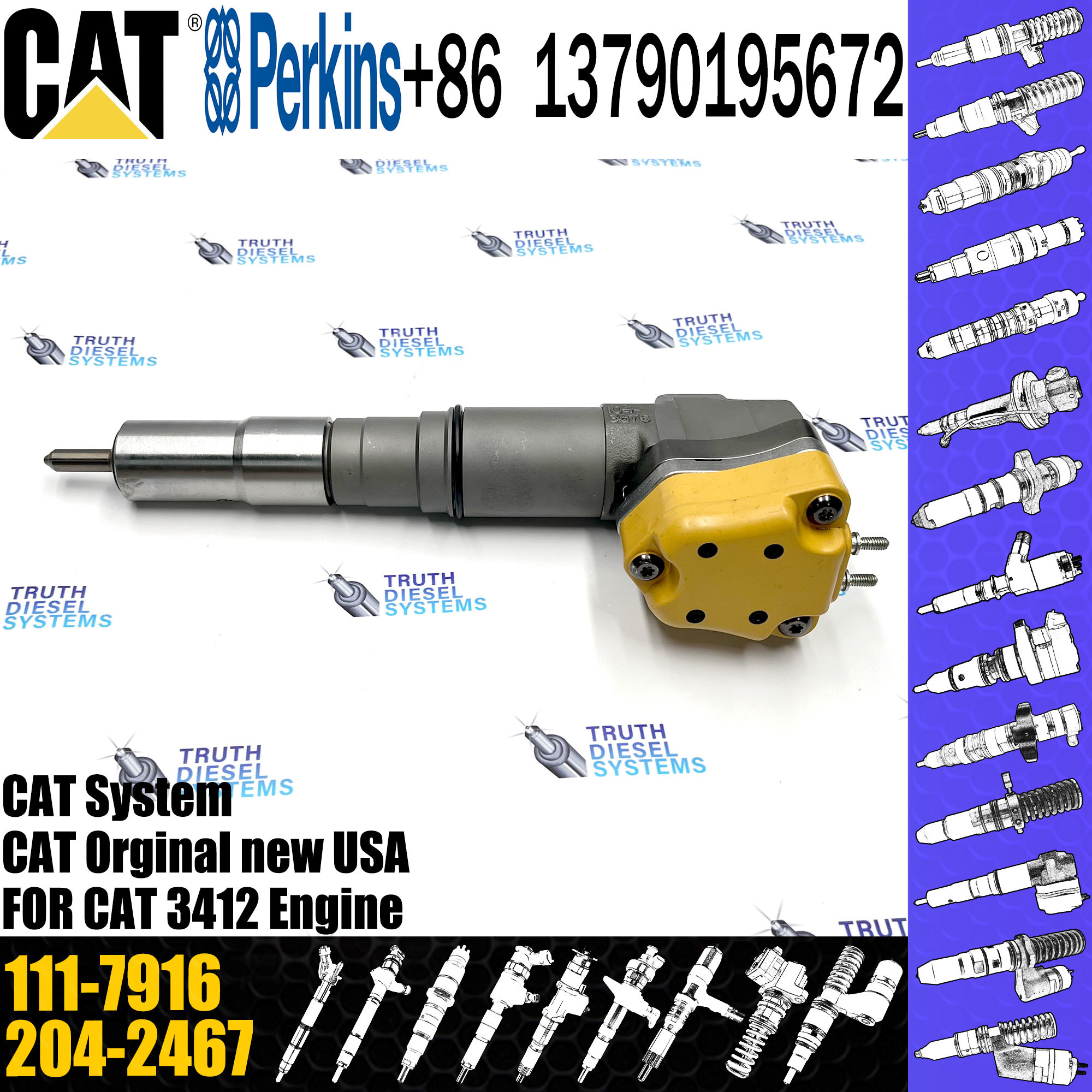 Engine Parts Fuel Injector 111-7916 116-3526 232-1171 232-1183 4CR01974 169-7408 222-5967 For C-A-T Caterpillar 3412