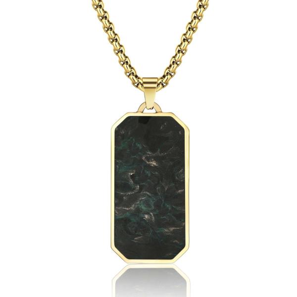 Buy cheap Rectangle Men's Forged Carton Fiber Pendant Stainless Steel Plated Cross 14k Gold Necklace from wholesalers