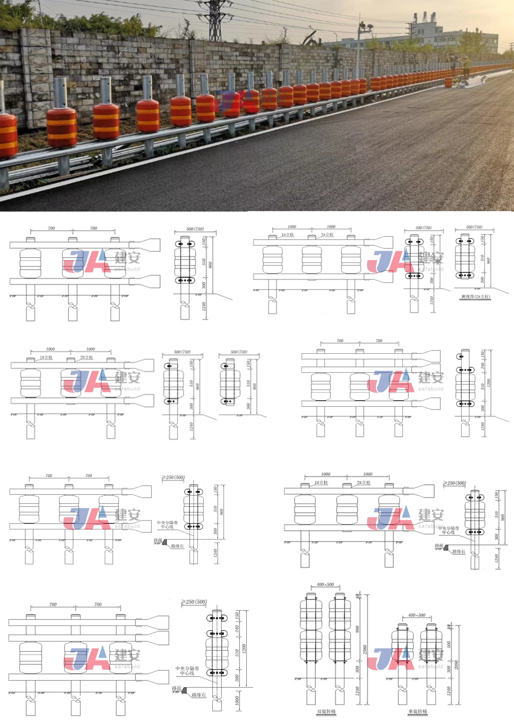 Anti Corrosion Traffic Barrier Safety Roller Barrier Highways Road Roller Barrier