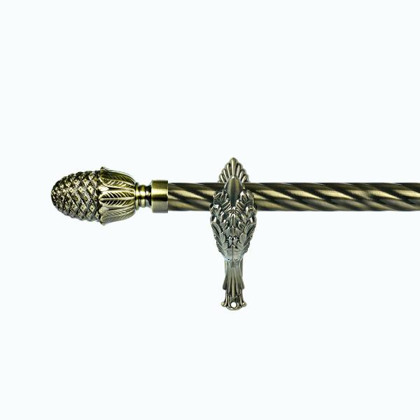 Buy cheap 28mm curtain pole brass pineapple curtain finial Morocco market double metal curtain poles from wholesalers