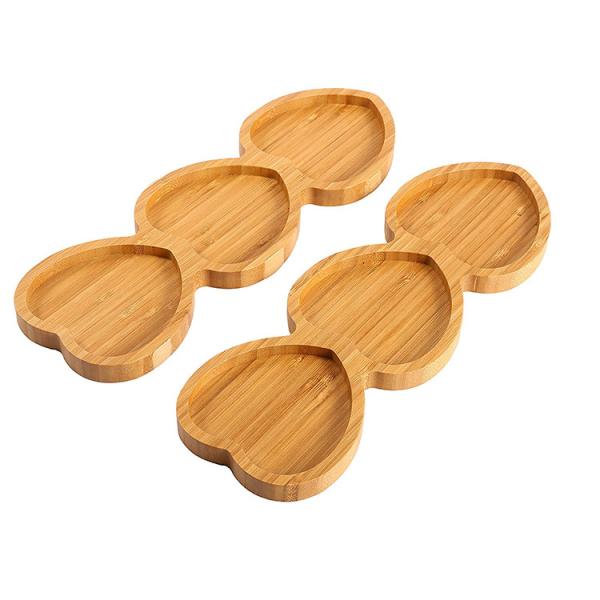 Buy cheap Portable Fancy Bamboo Wooden Food Serving Platters 3 Heart Shape Design from wholesalers