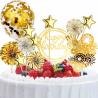 Buy cheap Birthday Paper Fans Banner Confetti Balloon Fireworks Golden Cupcake Topper For Gold Theme Party Decor Girl Boy Kid from wholesalers