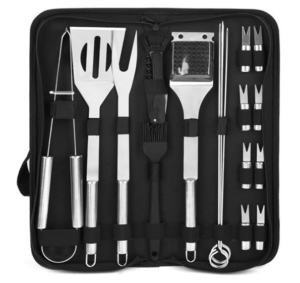 Buy cheap Wholesale 18PCS Stainless Steel BBQ Tool With Nylon Roll Bag For Outdoor Tool from wholesalers