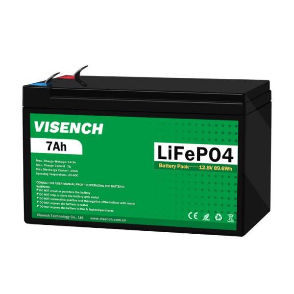 Visench OEM ODM Prismatic 12V 3000 Cycle Life 12.8V 7Ah Lithium Ion Lifepo4