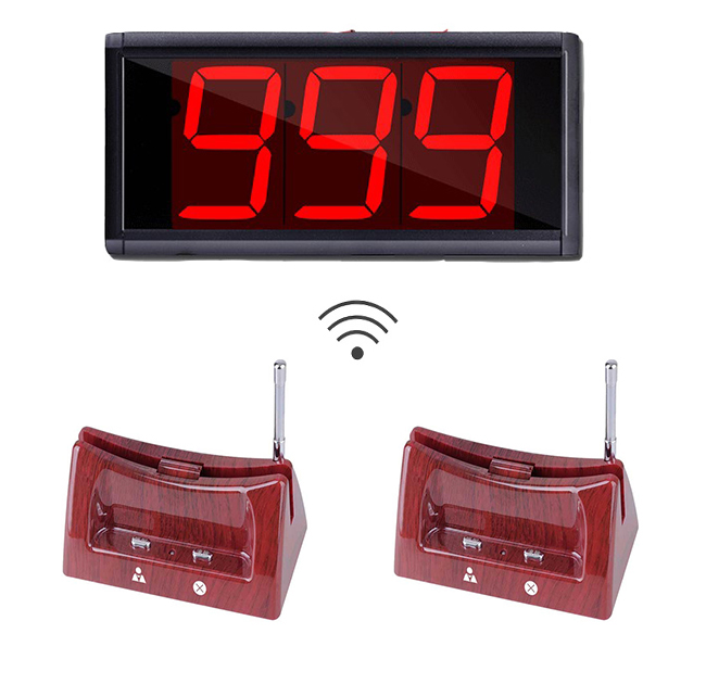 Best price 433.92MHz wireless pager system slim button and display receiver for restaurant