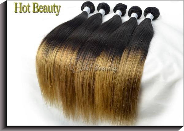 Buy cheap 5A Peruvian Human Hair Extensions Ombre , Silk Straight Hair Weft from wholesalers