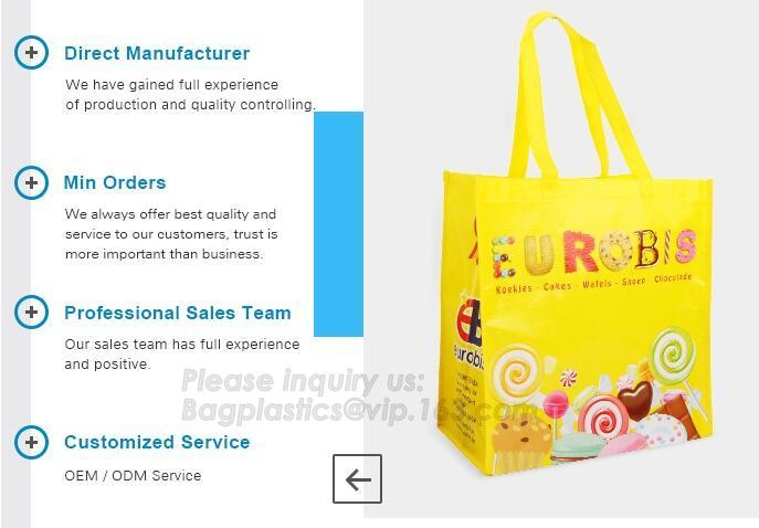 Promotional pp laminated custom printed recycled eco tnt grocery non woven bag, Handled Style shopping available Materia