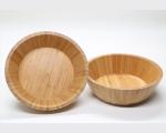 Natural living decorative unique bamboo wood salad bowl with 2 server utensils
