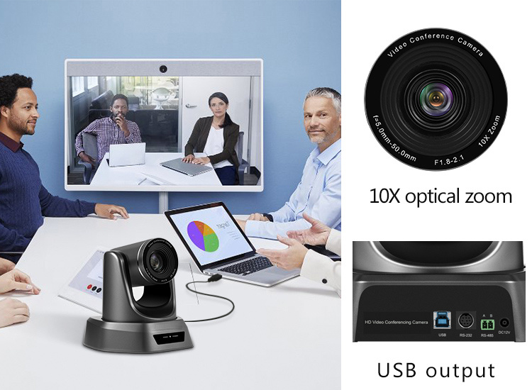 Tongveo 10X Zoom Full HD PTZ Video Conference Camera USB Output+Speakerphone Group
