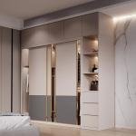 Shoes Rack Equipped Sliding Door Wardrobe Closet ISO9001 With Lighting