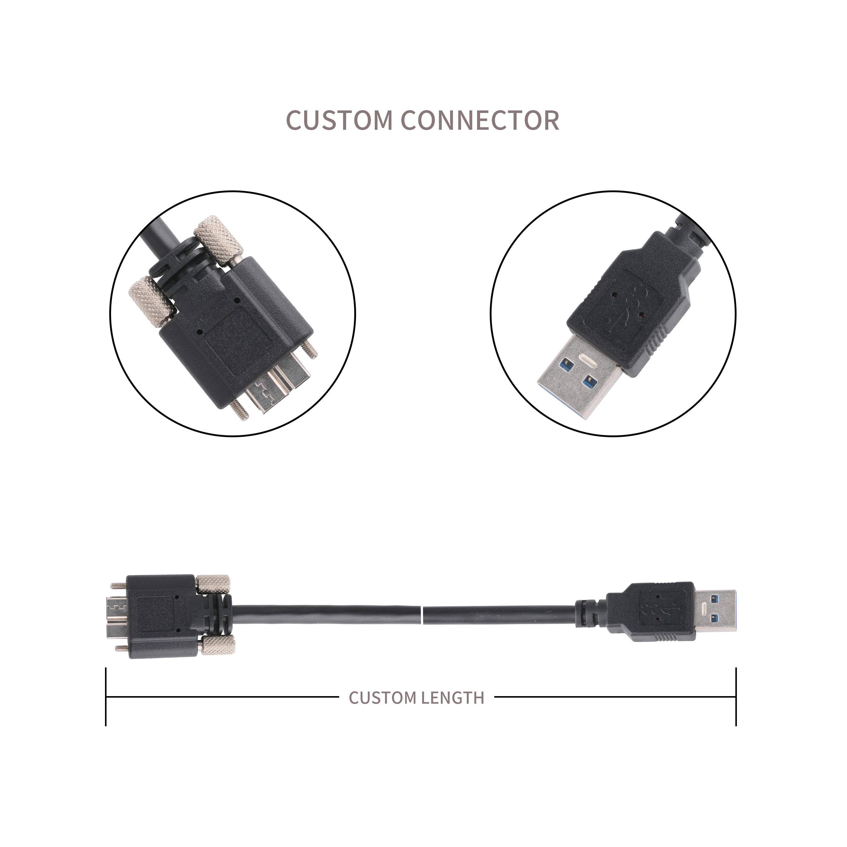Black Color 5gbps Usb 3.0 To Usb Micro B Charging Cable Length Customize Rohs