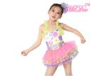 Beauty Girls Ballet Dress / Dance Costume Halter Ruffle Sequin Rainbow Skirt