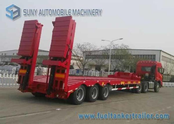 Buy cheap 80 T Hydraulic Ladder 3 Axles Lowbed Semi Trailer , heavy duty flatbed trailer from wholesalers