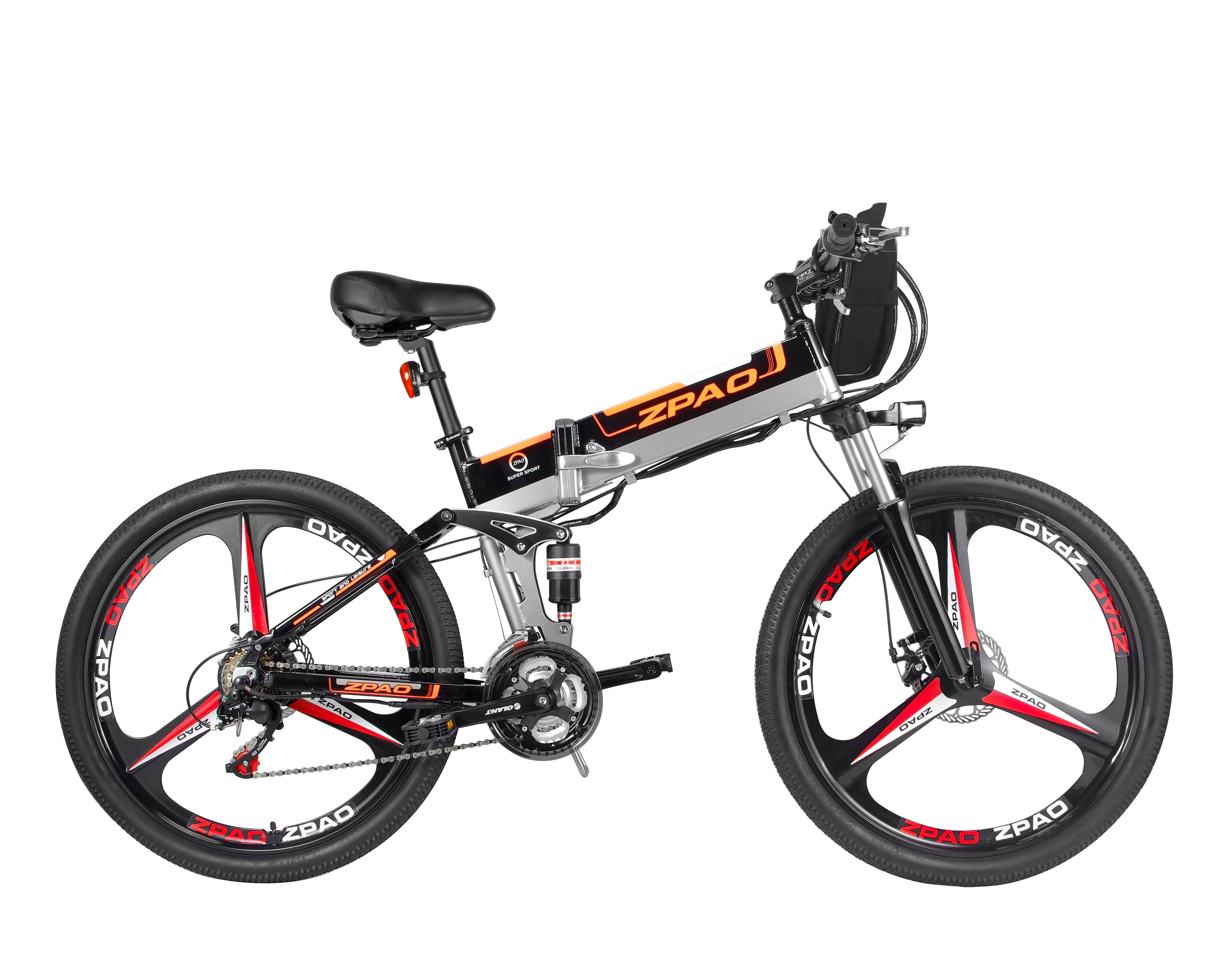 21 Speed Full Suspension Long Range Folding Electric Bike 26 Inch With Double Battery