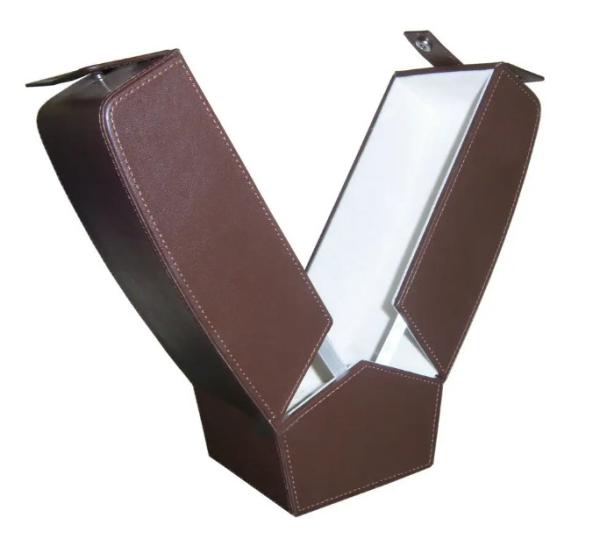 Luxury PU Leather Wine Packaging Box Single Bottle Wine Boxes With Leather