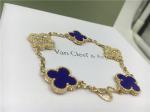 Buy cheap Vintage Alhambra Bracelet Luxury Diamond Jewelry 5 Motifs Yellow Gold Blue from wholesalers