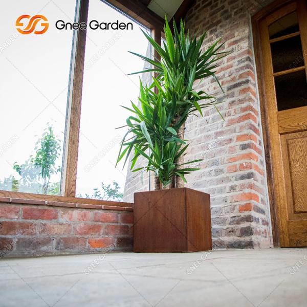 Buy cheap SGS Custom Long Square Corten Steel Flower Pots Fashionable weather resistance from wholesalers