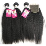 Kinky Straight Human Hair Peruvian Body Weave 22" No Smell Curling Safe