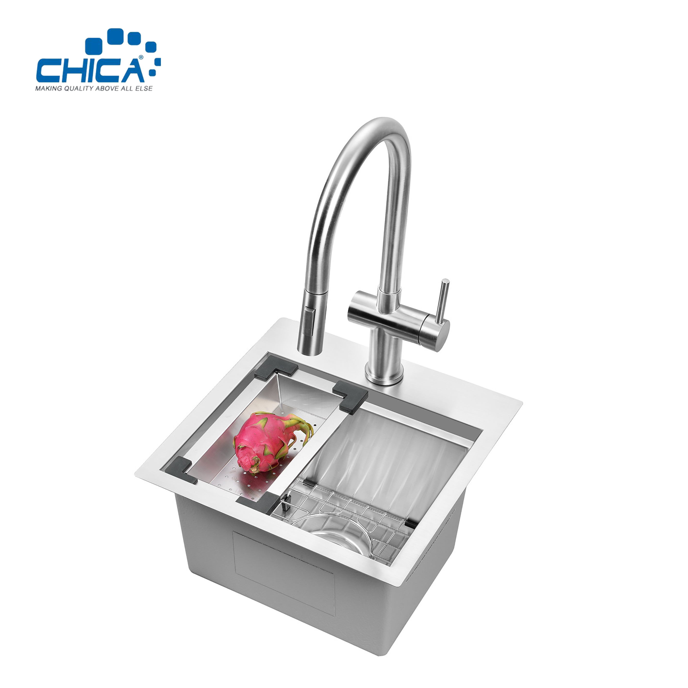 SUS304 stainless steel single bowl sink commercial topmount handmade house kitchen sink