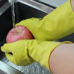 Non Slip Cotton Lined Dish Gloves , Long Rubber Dish Gloves Chenicals Resistance