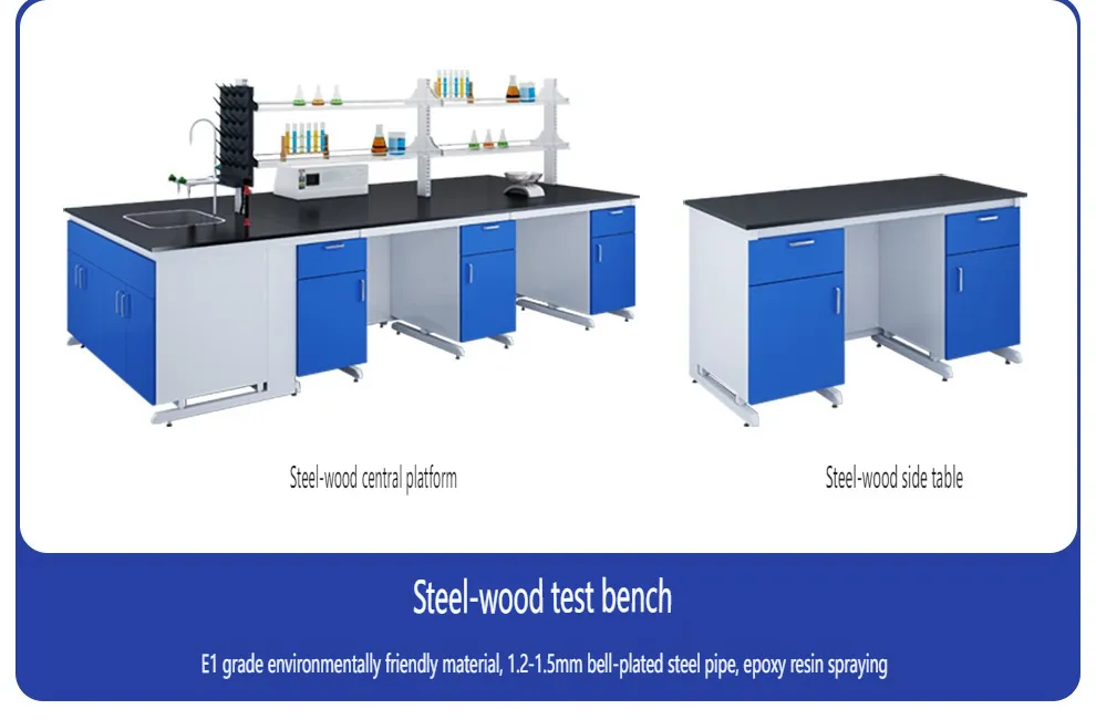 Lab Furniture Stainless/Cold Rolled Steel High Grade Steel Lab Epoxy Resin Top Table with Socket