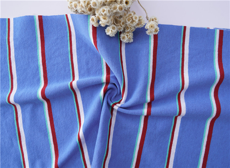 Breathable Plain Cotton Sweat Absorbent Striped Knit Fabric 190cm Width