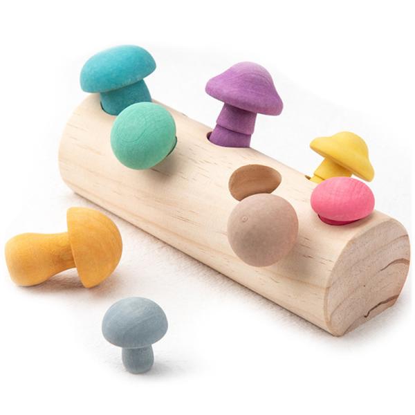 Buy cheap Kids Wooden Mushroom Picking Toys Rainbow Blocks DIY 3D from wholesalers