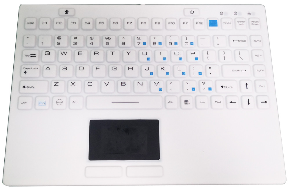 IP68 Washable Cleanable Infectable Antimicrobial Medical Industrial Silicone Keyboard With Touchpad