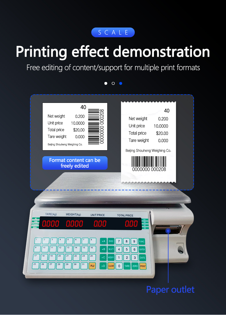 SOHE SHW-TMA Barcode Table Scale Cash Register Durable Stainless Steel Design with 1