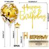 Buy cheap Birthday Paper Fans Banner Confetti Balloon Fireworks Golden Cupcake Topper For Gold Theme Party Decor Girl Boy Kid from wholesalers