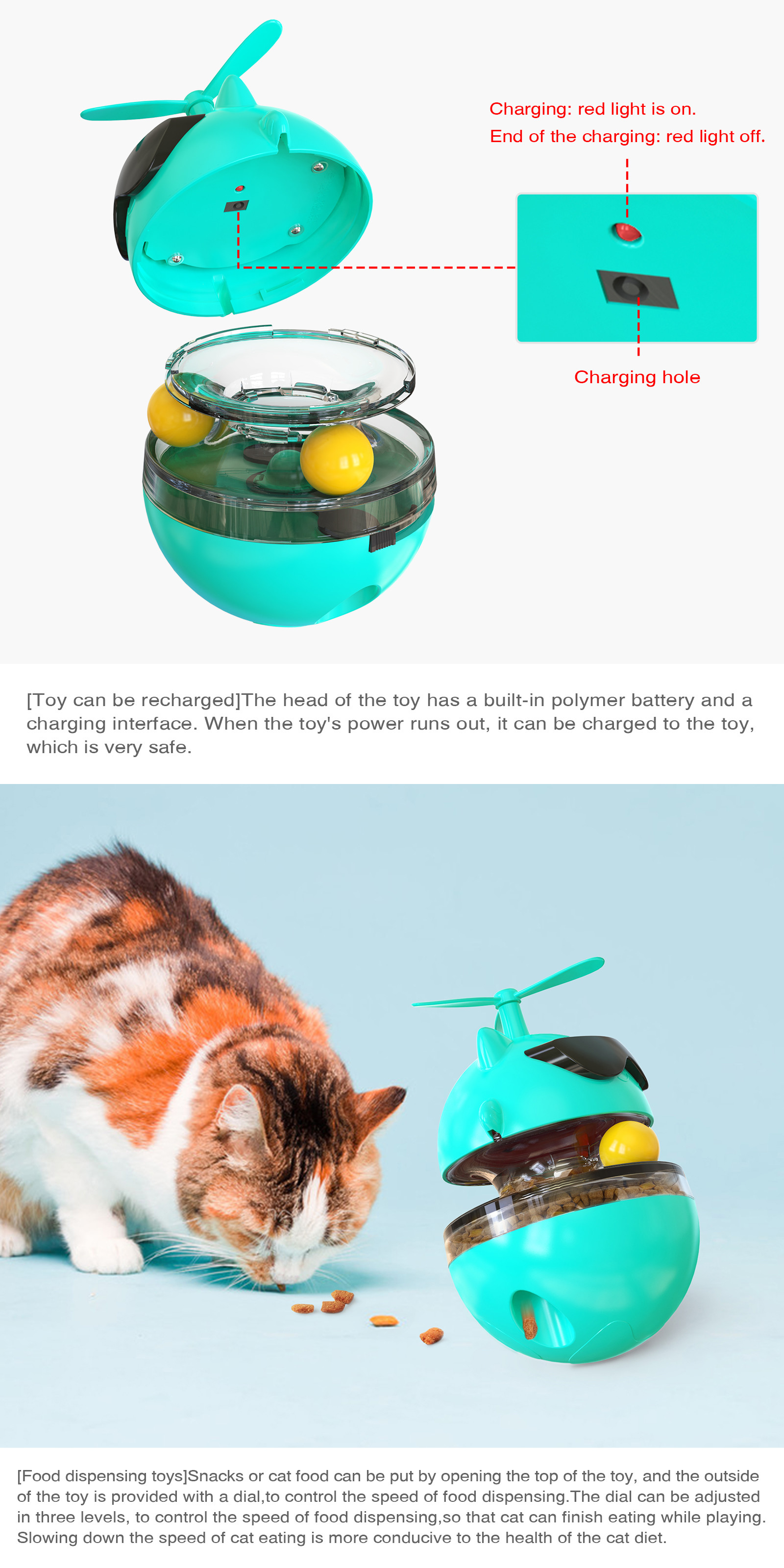 Turntable Cat Treat Feeder Toy Multifunction Automatic Laser Light For Cats