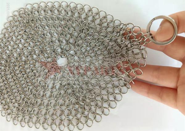 Buy cheap Round Shape Stainless Steel Ring Mesh Chain Mail Scrubber For Kitchen Cleaning from wholesalers