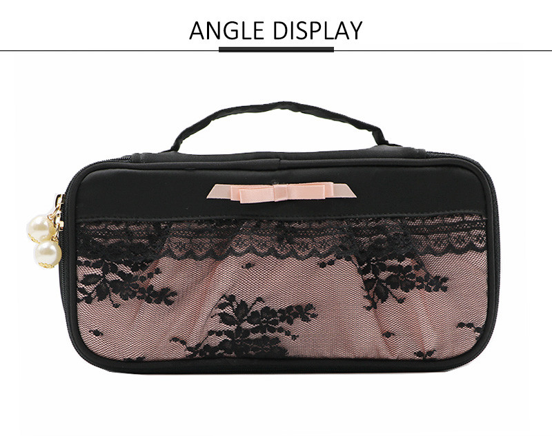 Customizable Large Capacity Foldabel Handbag Lace Toiletry Makeup Bag