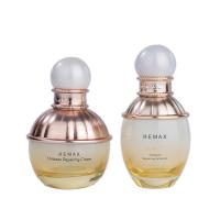 Buy cheap 50ml/60g Glass White to yellow gradient cylindrical Smooth with golden Lid for product