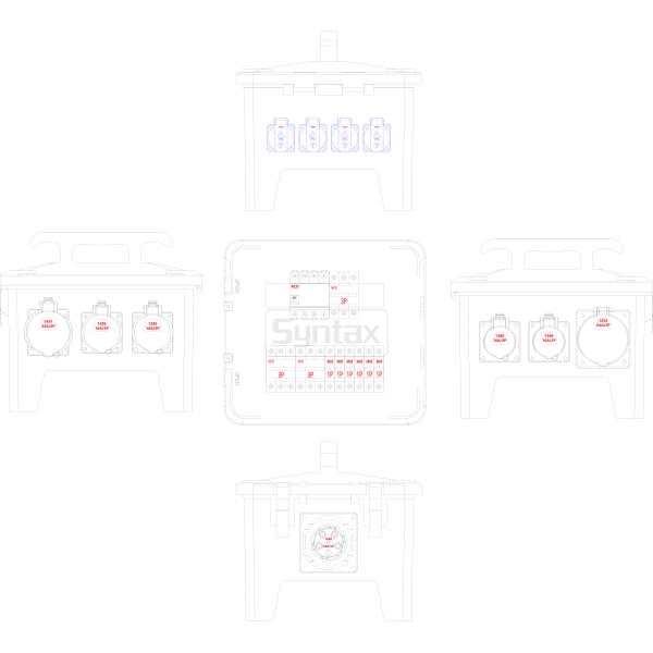 Syntax MP24 Portable Distribution Board 63A Three Phase with Residual PC Maintenance Box with Wheels for Indonesia