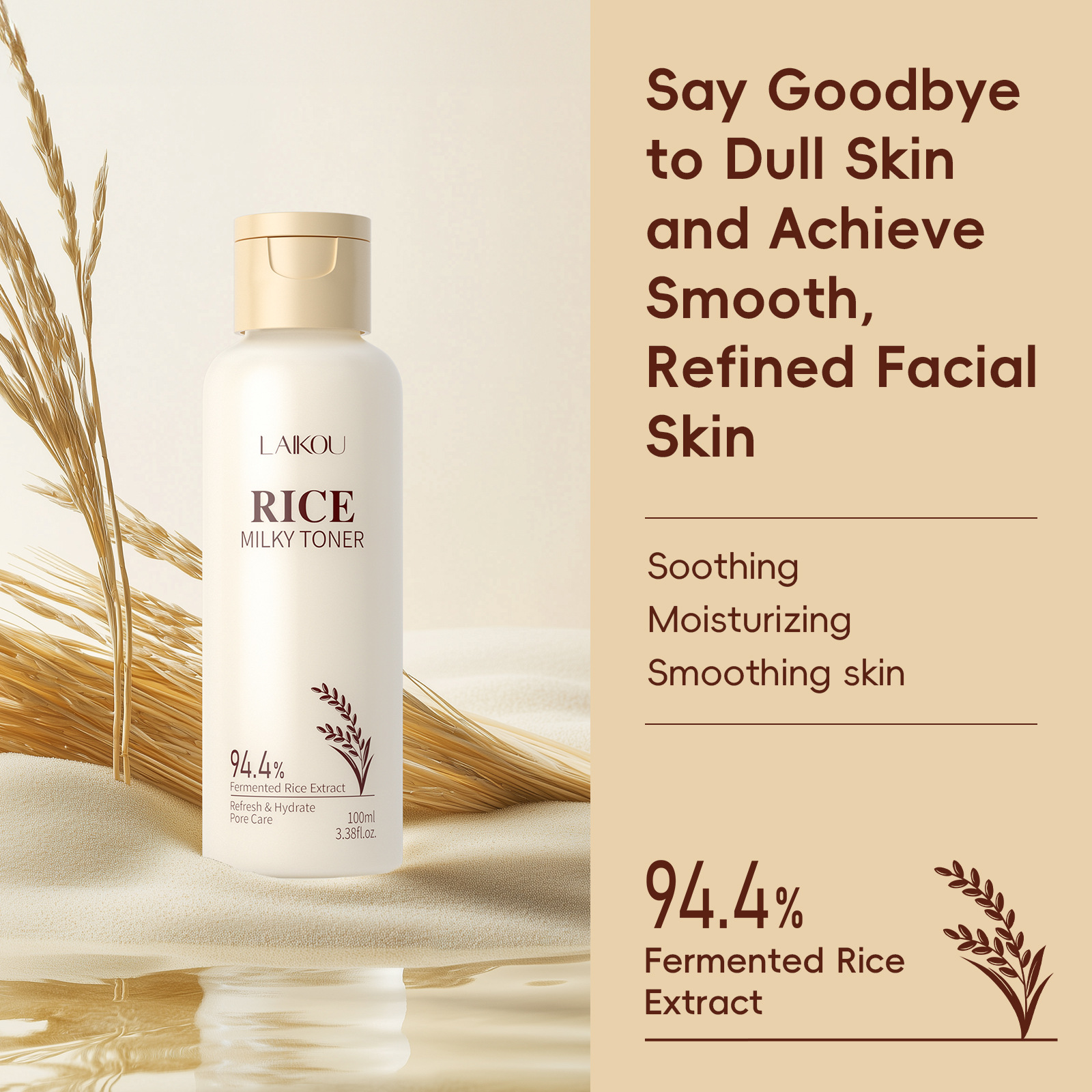 LAIKOU Skin Care Moisturizing Nourishing Soothing Smoothing Rice Toner 100ml